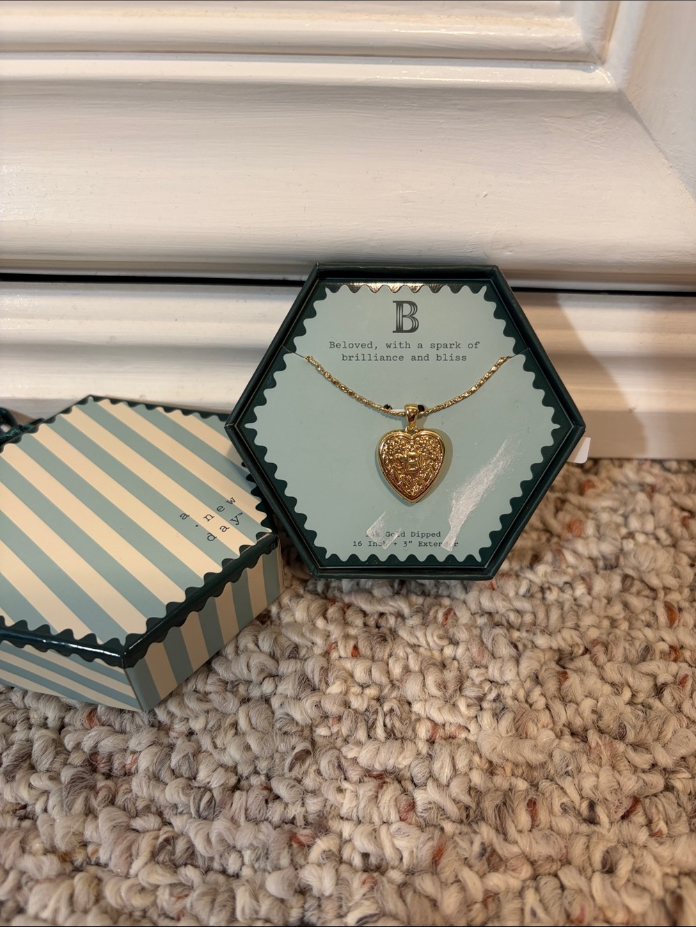 B Initial Gold Heart Pendant Necklace - Gold